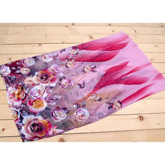 Peacock Feather Rose Print Chiffon Hijab Scarf