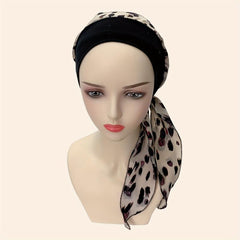 Leopard Print Head Wraps Hot Stamping Turban Bonnet Elastic Chemo Cap