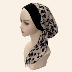 Leopard Print Head Wraps Hot Stamping Turban Bonnet Elastic Chemo Cap