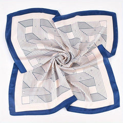 Geometric Stripe Print Bandana Square Scarf Woman Satin Shawl