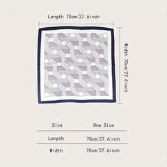 Geometric Stripe Print Bandana Square Scarf Woman Satin Shawl
