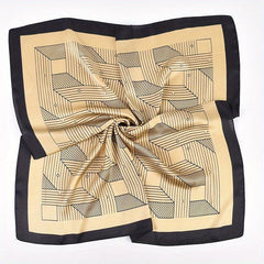 Geometric Stripe Print Bandana Square Scarf Woman Satin Shawl