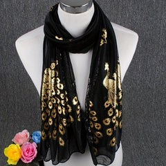 Peacock Pattern Scarf Chiffon Shawl Wrap for Travel Beach Mother's Gift