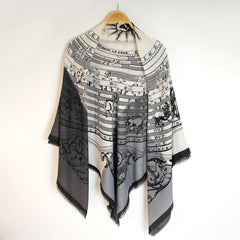 Classic Print Square Scarf Vintage Tassel Shawl Windproof Head Wrap