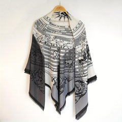 Classic Print Square Scarf Vintage Tassel Shawl Windproof Head Wrap