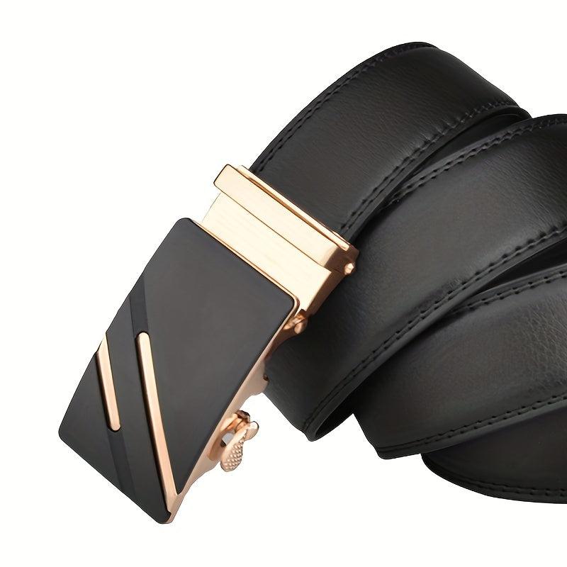 Men's Leather Belt Automatic Buckle Business Belt