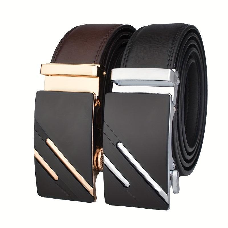 Men's Leather Belt Automatic Buckle Business Belt