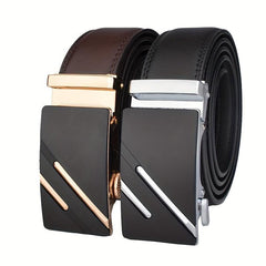 Men's Leather Belt Automatic Buckle Business Belt