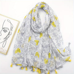 Graffiti Butterfly Print Tassel Scarf Shawl for Women