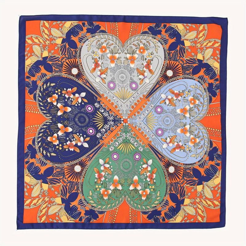 Floral Block Bandana Geometric Print Square Scarf Neckerchief Hair Wrap