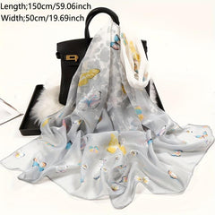 Women's Chiffon Silky Scarf Butterfly Lightweight Floral Print Shawl