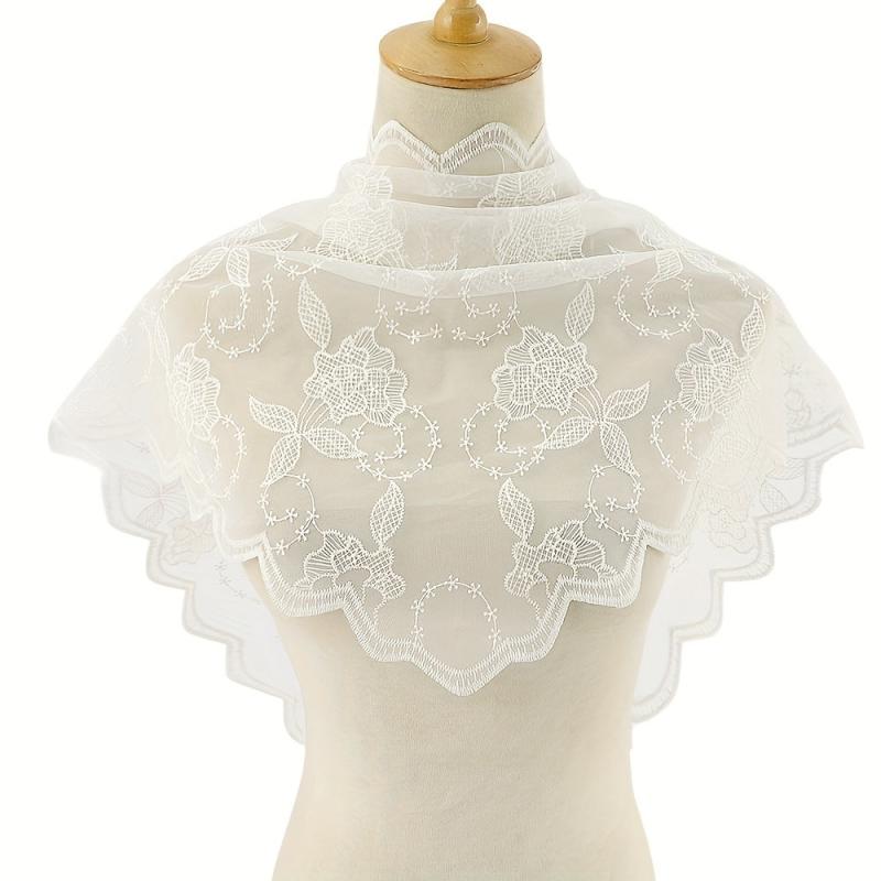 Lace Flower Embroidery Triangle Veil Mantilla Head Cover