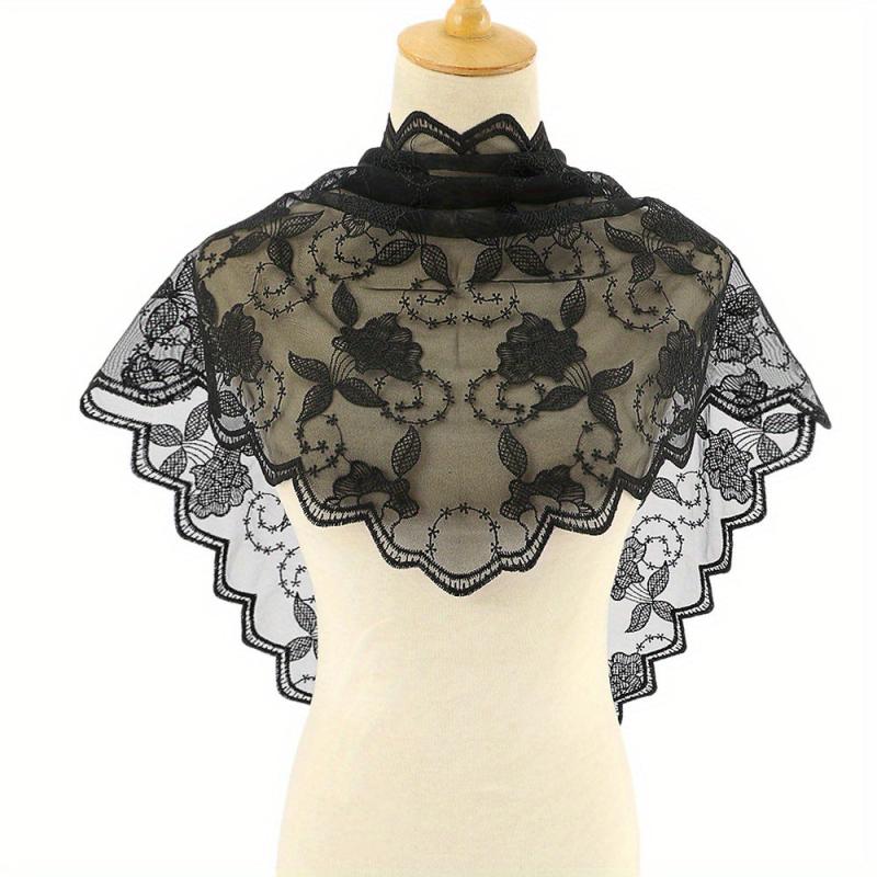 Lace Flower Embroidery Triangle Veil Mantilla Head Cover