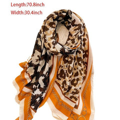 Leopard Print Scarf Vintage Gauze Shawl Head Wrap Beach Towel