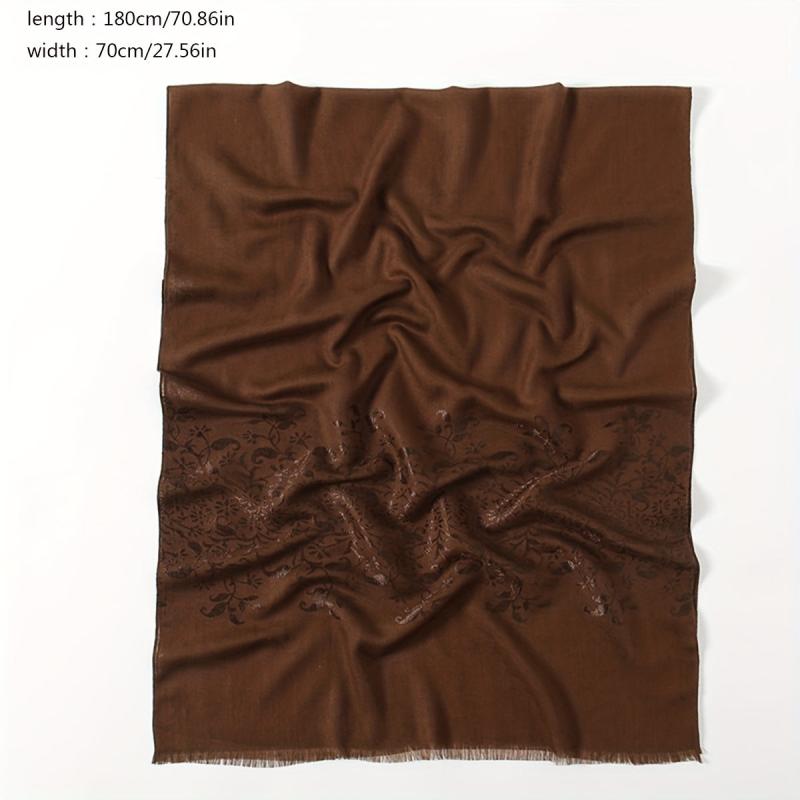 Pattern Fringed Scarf Thin Breathable Shawl Long Sunscreen Head Wrap