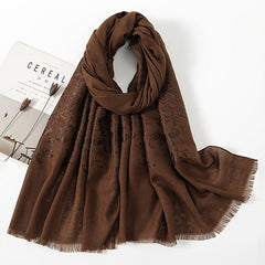 Pattern Fringed Scarf Thin Breathable Shawl Long Sunscreen Head Wrap