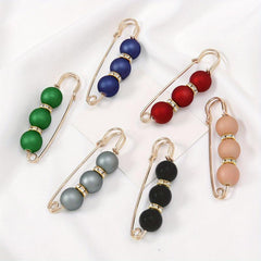 6pcs Safety Waistband Pins Pearl Rhinestone Silk Scarf Buckle