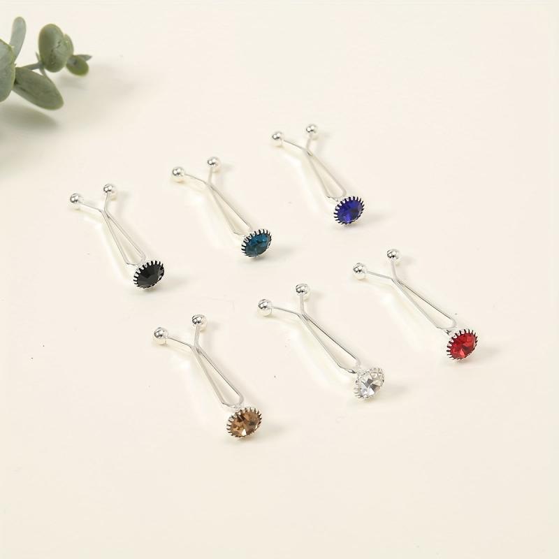 6pcs Safety Waistband Pins Pearl Rhinestone Silk Scarf Buckle