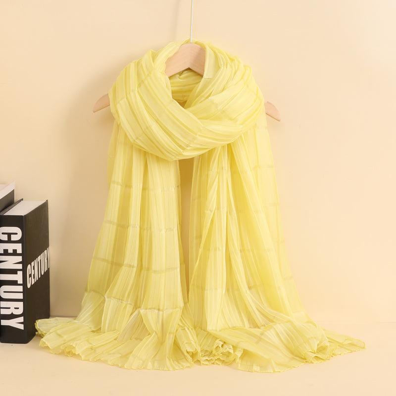Womens Linen Crinkle Long Soft Scarves Wraps Voile Solid Shawls Scarf