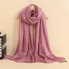 Womens Linen Crinkle Long Soft Scarves Wraps Voile Solid Shawls Scarf