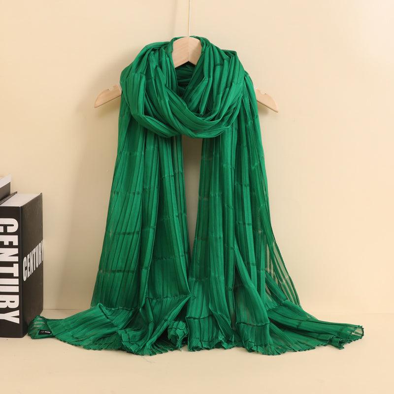 Womens Linen Crinkle Long Soft Scarves Wraps Voile Solid Shawls Scarf
