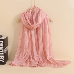Womens Linen Crinkle Long Soft Scarves Wraps Voile Solid Shawls Scarf