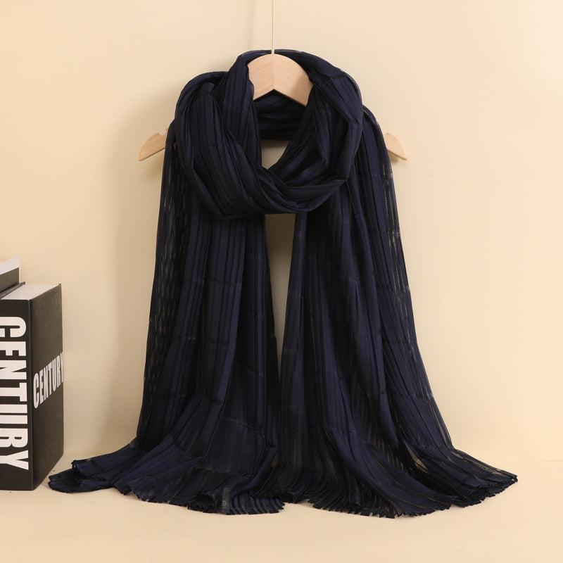 Womens Linen Crinkle Long Soft Scarves Wraps Voile Solid Shawls Scarf