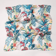 Women's Botanical Floral Print Satin Square Scarf