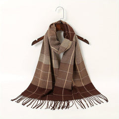 Geometric Plaid Scarf Sunscreen Fringed Shawl