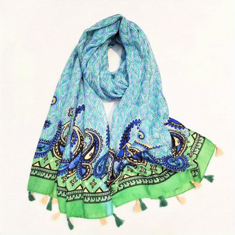Paisley Fringe Trim Scarf Shawl Wrap Head Wrap Gift For Mother's