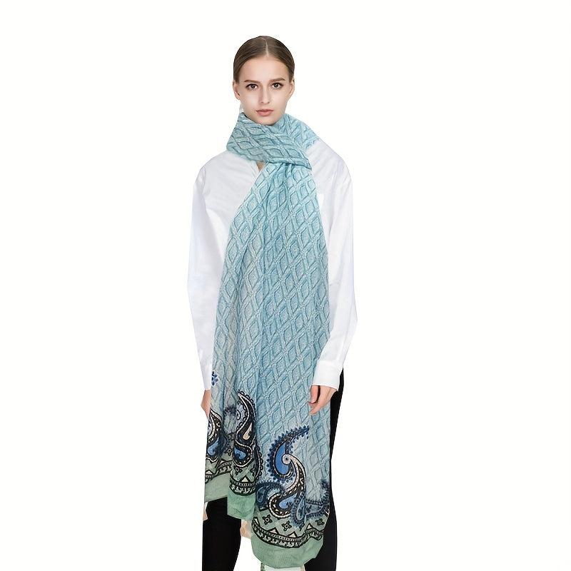 Paisley Fringe Trim Scarf Shawl Wrap Head Wrap Gift For Mother's
