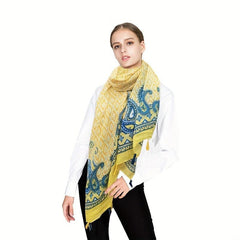 Paisley Fringe Trim Scarf Shawl Wrap Head Wrap Gift For Mother's