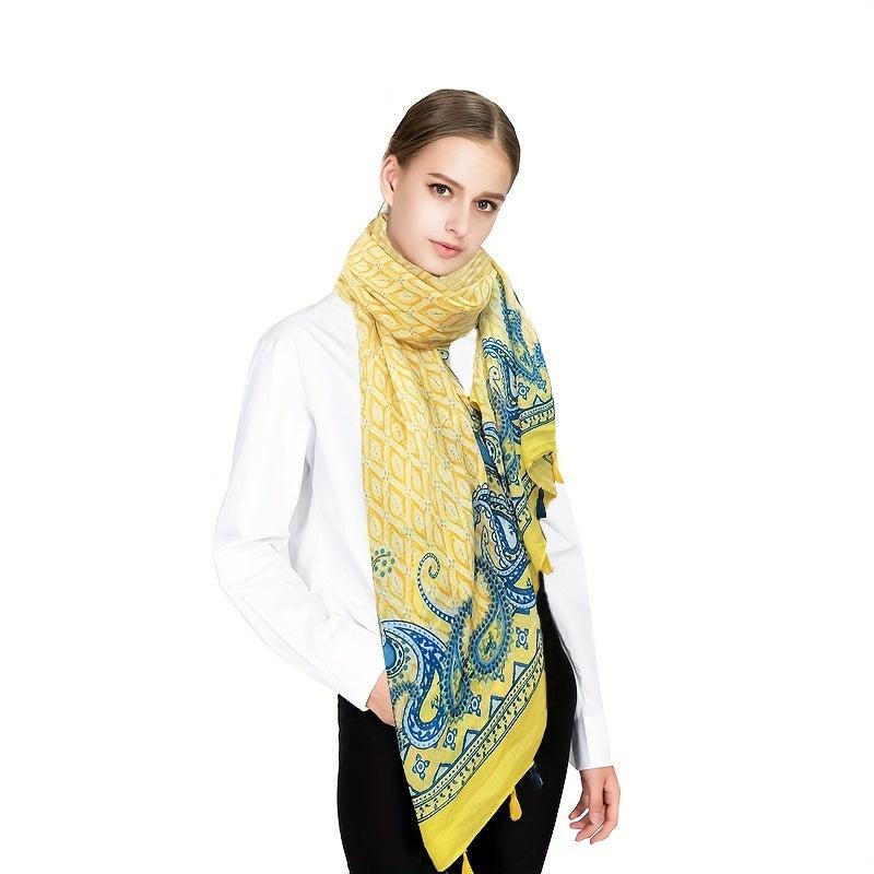 Paisley Fringe Trim Scarf Shawl Wrap Head Wrap Gift For Mother's