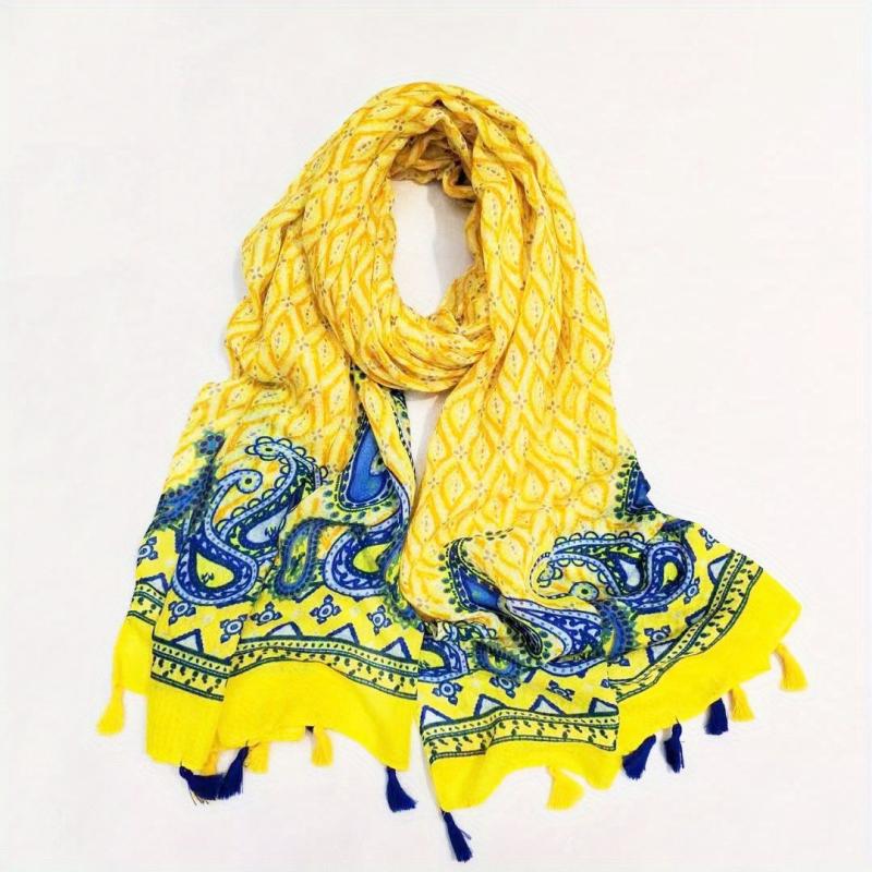 Paisley Fringe Trim Scarf Shawl Wrap Head Wrap Gift For Mother's