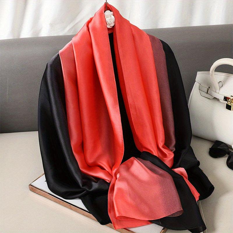 Vintage Gradient Silk Scarf Classic Windproof Wraps for Women
