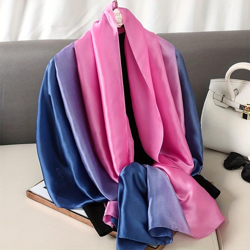 Vintage Gradient Silk Scarf Classic Windproof Wraps for Women