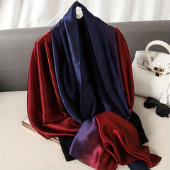 Vintage Gradient Silk Scarf Classic Windproof Wraps for Women