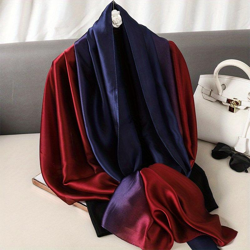 Vintage Gradient Silk Scarf Classic Windproof Wraps for Women