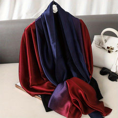 Vintage Gradient Silk Scarf Classic Windproof Wraps for Women