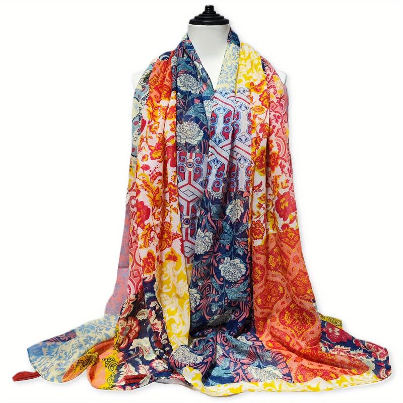 Bohemian Fringed Shawl Warm Scarf for Women Lightweight Soft