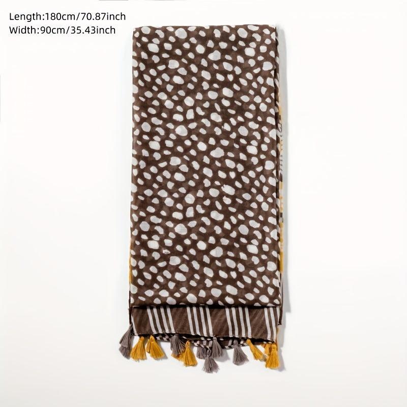 TWOSUN Boho Stripe Scarf Tassel Shawl Sunproof Turban