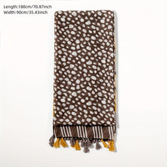 TWOSUN Boho Stripe Scarf Tassel Shawl Sunproof Turban