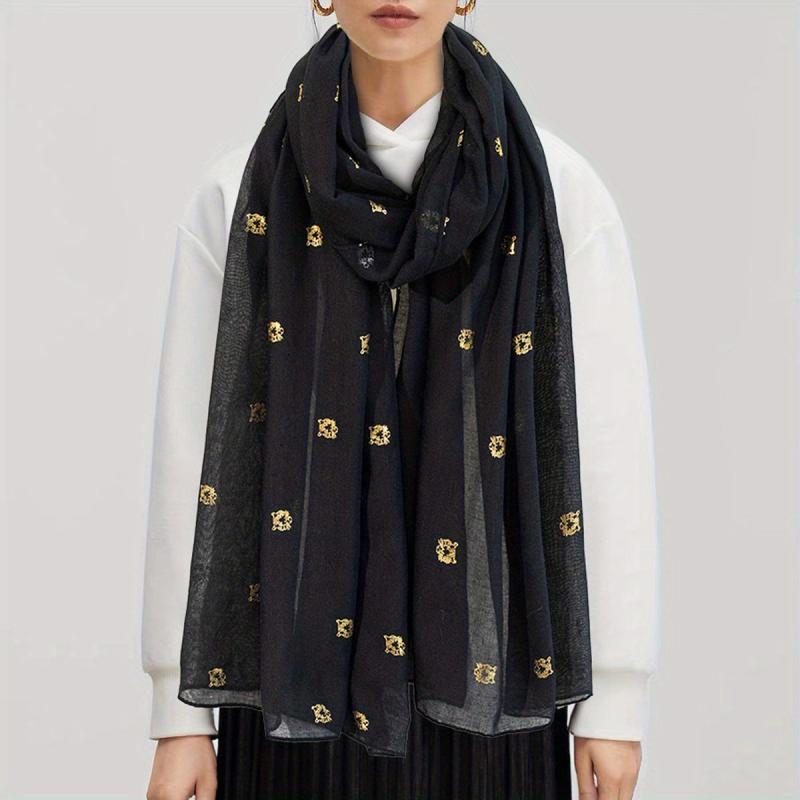 Tiger Head Hot Stamping Scarf Solid Shawl Classic Windproof Head Wrap