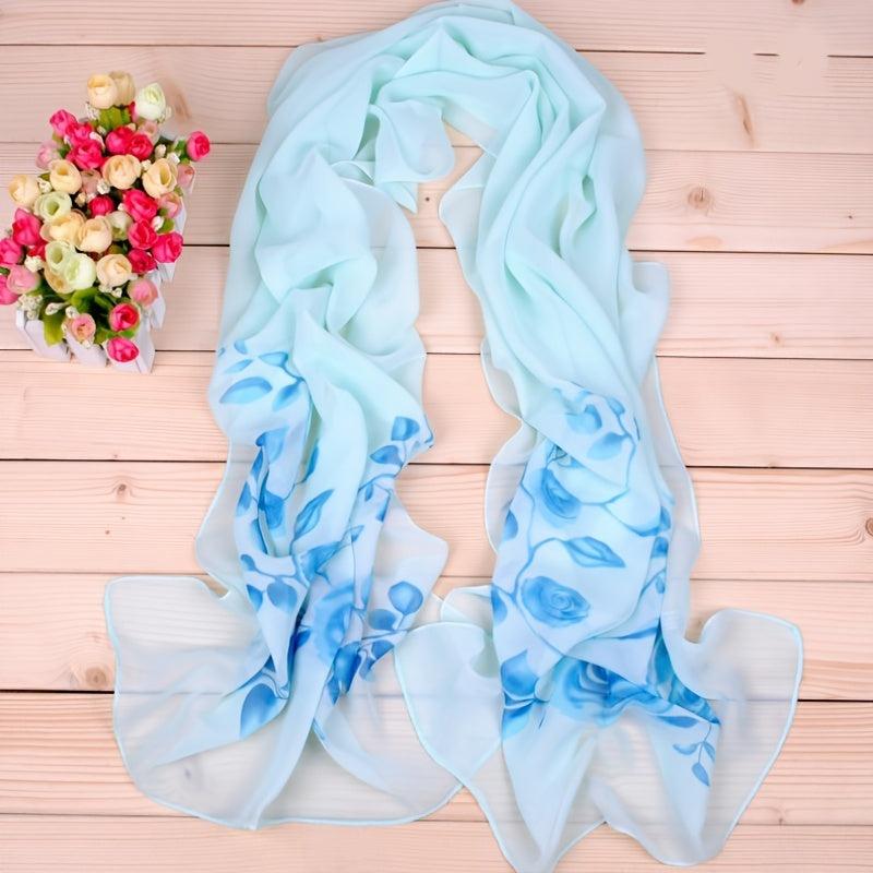 Flower Embroidery Chiffon Scarf Hijab Windproof Head Wrap