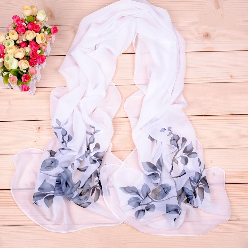 Flower Embroidery Chiffon Scarf Hijab Windproof Head Wrap