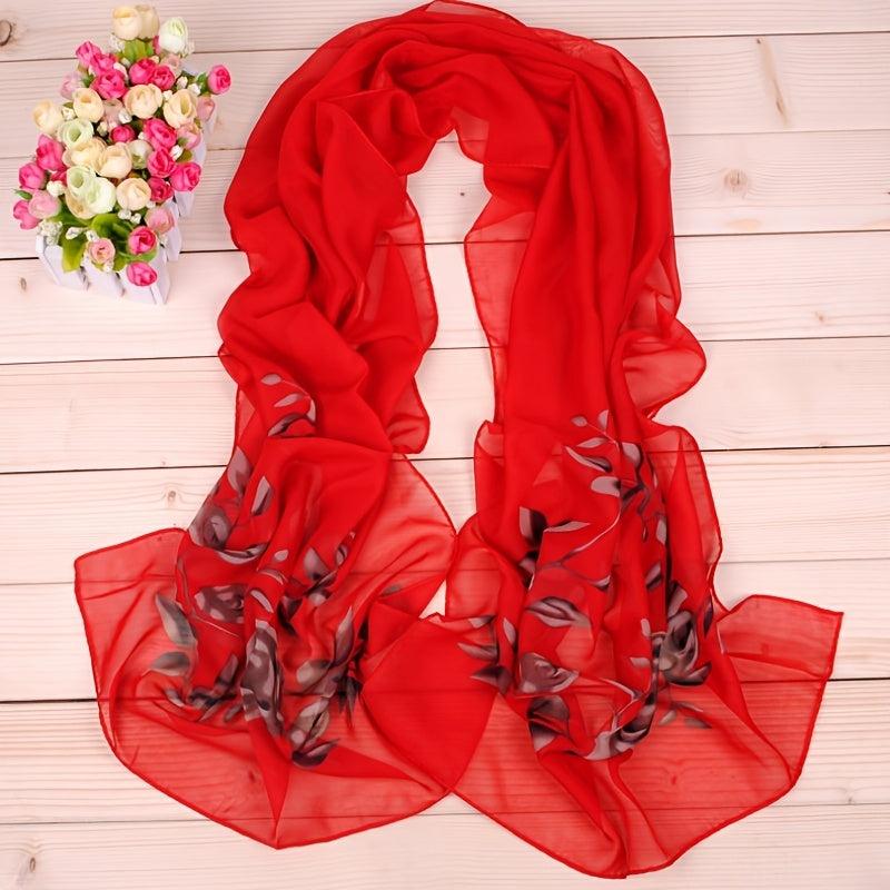 Flower Embroidery Chiffon Scarf Hijab Windproof Head Wrap