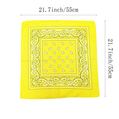 Yellow Paisley Print Bandana 55 Casual Square Scarf Hip Hop Cowboy Cowgirl