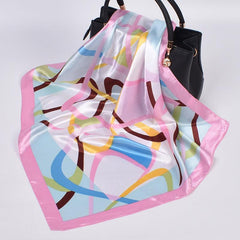 Colorful Stripe Print Satin Scarf Neckerchief Head Wrap Hair Accessories