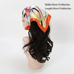 Colorful Stripe Print Satin Scarf Neckerchief Head Wrap Hair Accessories