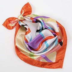 Colorful Stripe Print Satin Scarf Neckerchief Head Wrap Hair Accessories